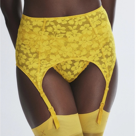 Savage X Fenty Other - NWT SavagexFenty LAVISHLACE GARTER SKIRT andHipster Panty 12-14 TopazYellow I48